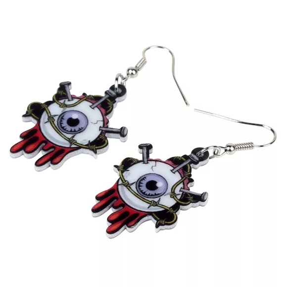 Acrylic Halloween Horror Eyeball Drop Earrings - Picture 5 of 5